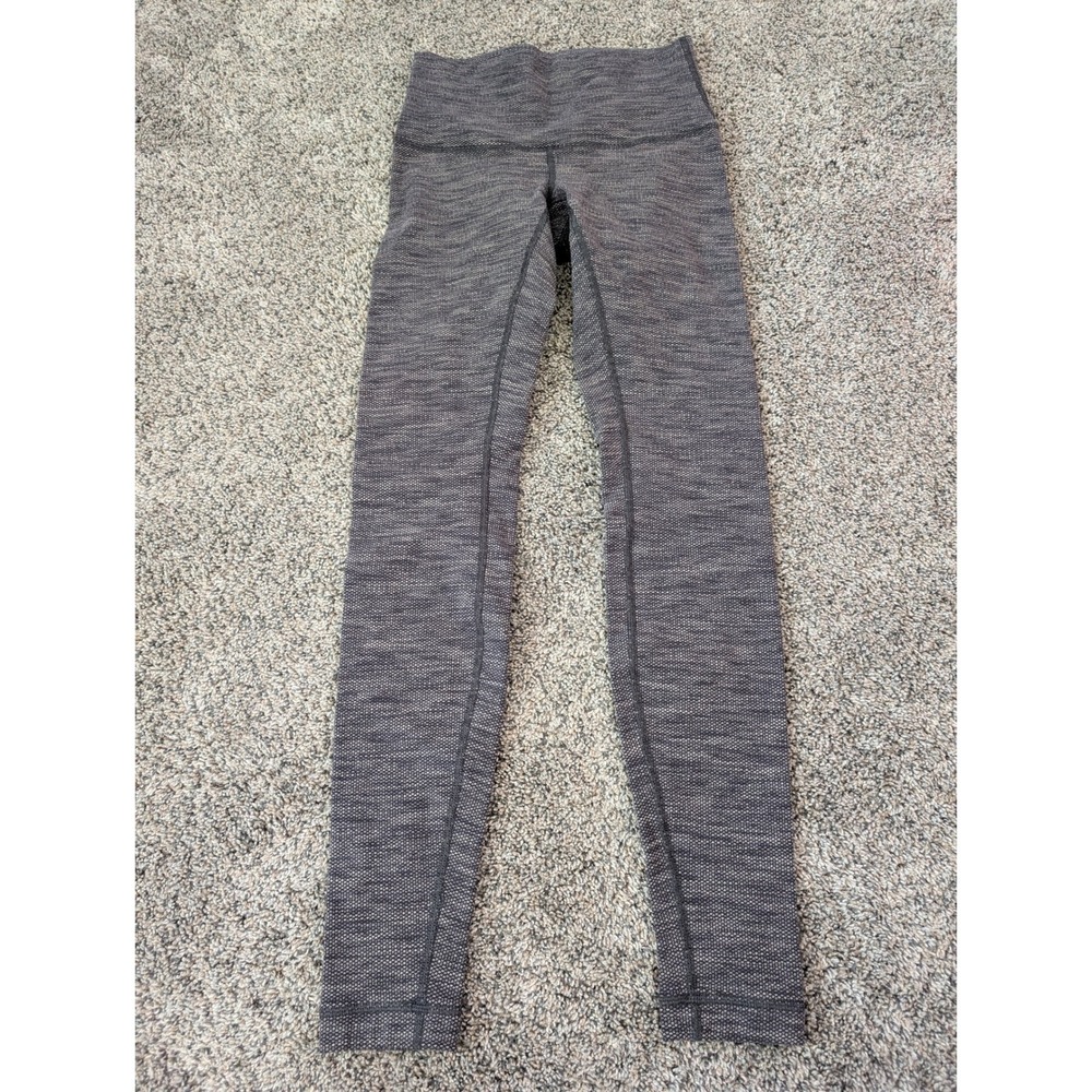 Lululemon High‎ Rise Space Dye Textured Gray Black Athletic Leggings Full Length